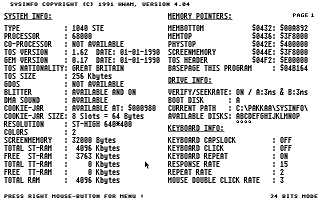 Sysinfo atari screenshot